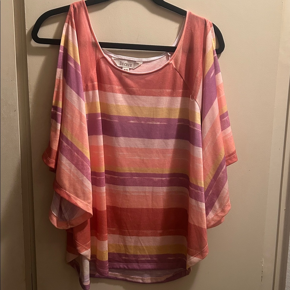 Decree Striped Cold-Shoulder Top - NWT